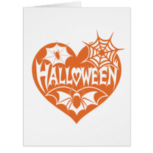 Halloween-Herz, orange Herzform, Spinnennetz