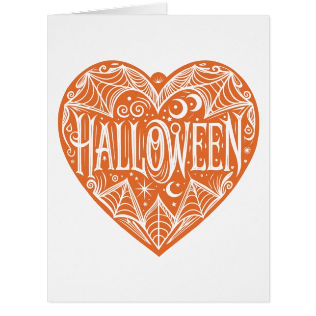 Halloween Herz, Orangefarbene Herzform, Urlaub (Vorderseite)