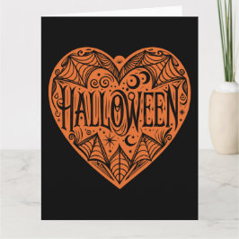Halloween Herz, Orangefarbene Herzform, Urlaub Karte