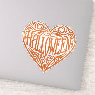 Halloween-Herz, Oranges Herz, Feiertag Aufkleber