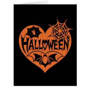 Halloween-Herz, oranges Herz in Spinnennetz-Optik