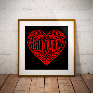 Halloween-Herz, rotes Herz, Feiertag Poster