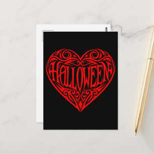 Halloween-Herz, rotes Herz, Feiertag Postkarte
