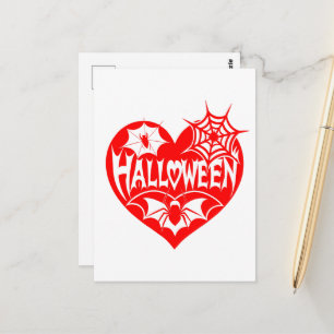 Halloween Herz, Rotes Herz Form, Spinnennetz Postkarte