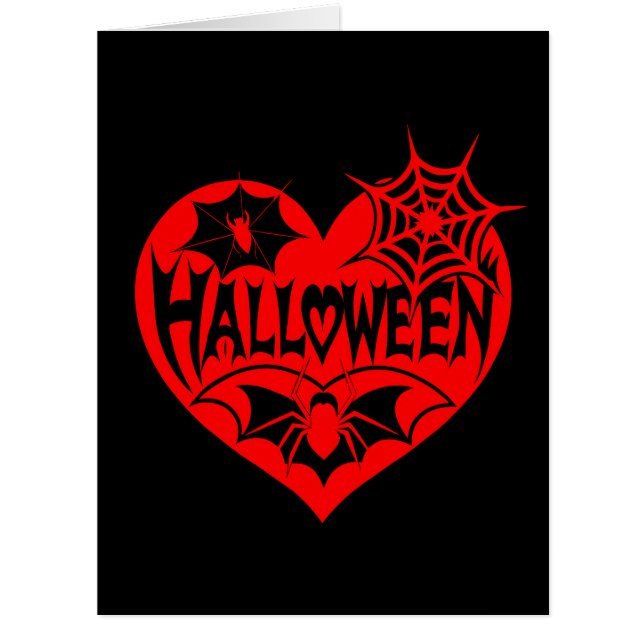 Halloween-Herz, rotes Herz, Spinnennetz (Vorderseite)
