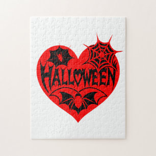 Halloween-Herz, rotes Herz, Spinnennetz