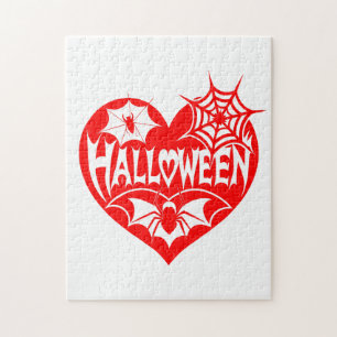 Halloween-Herz, rotes Herz, Spinnennetz