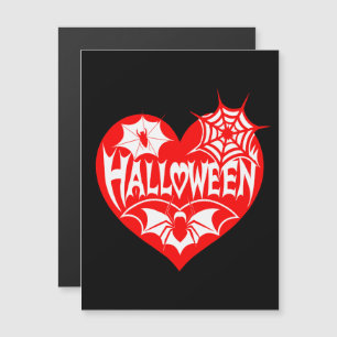 Halloween-Herz, rotes Herz, Spinnennetz Magneteinladung