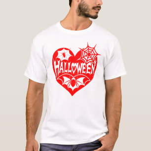 Halloween-Herz, rotes Herz, Spinnennetz T-Shirt