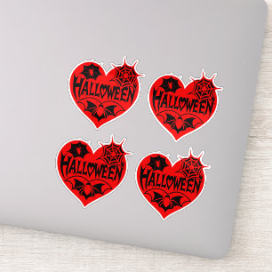 Halloween-Herz, rotes Herzform, Spinnennetz Aufkleber