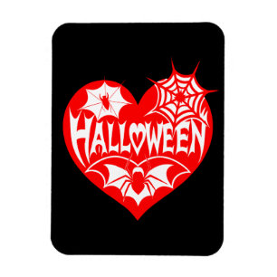 Halloween-Herz, rotes Herzform, Spinnennetz Magnet