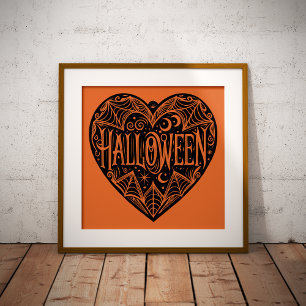 Halloween-Herz, schwarze Herzform, Feiertag Fotodruck