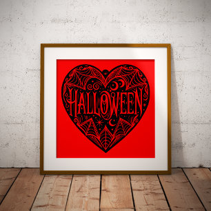 Halloween-Herz, schwarze Herzform, Feiertag Poster