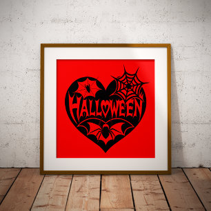 Halloween Herz, Schwarze Herzform, Spiegeleflex Foliendrucke