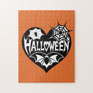 Halloween-Herz, schwarze Herzform, Spinnennetz