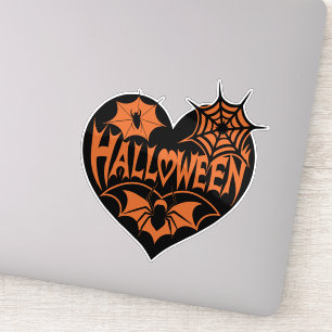 Halloween-Herz, schwarze Herzform, Spinnennetz Aufkleber