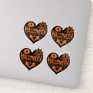 Halloween-Herz, schwarze Herzform, Spinnennetz Aufkleber