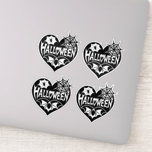 Halloween-Herz, schwarze Herzform, Spinnennetz Aufkleber