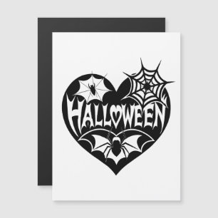 Halloween-Herz, schwarze Herzform, Spinnennetz Magneteinladung
