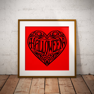 Halloween-Herz, Schwarzes Herz, Feiertag Poster