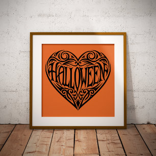 Halloween-Herz, Schwarzes Herz, Feiertag Poster