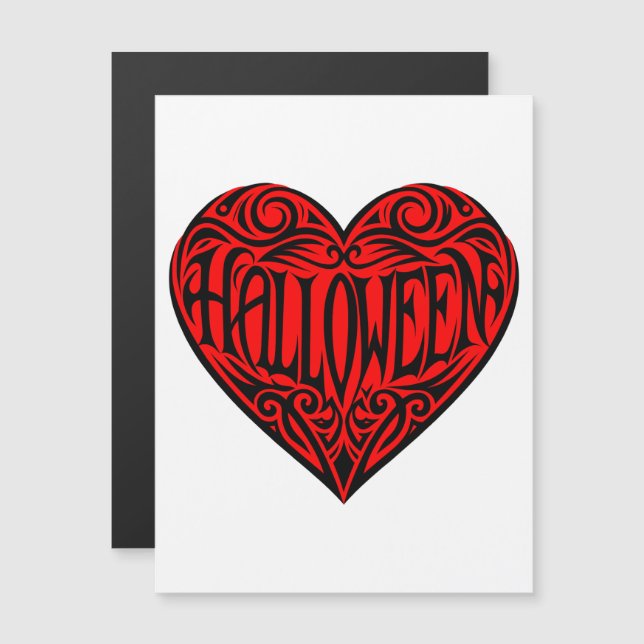 Halloween Herz, Schwarzes Herz, Urlaub Magneteinladung (Vorne/Hinten)