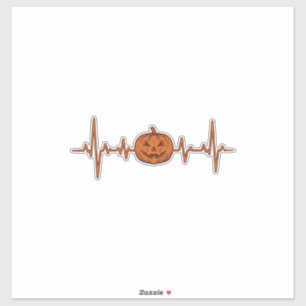 Halloween Herzschlag Kürbis Vintage Vektor Design_ Aufkleber