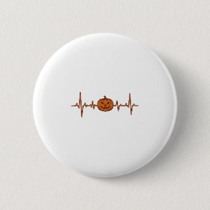 Halloween-Herzschlag-Kürbis-Vintage-Vektordesign_ Button