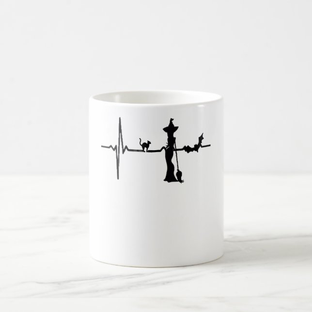 Halloween Herzschlag Schwarze Katze und Bat Kaffeetasse (Mittel)
