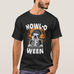 Halloween-Heulen-O-Ween-Mops mit Hut Fledermäuse T-Shirt