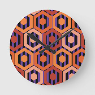 Halloween Hexagons Runde Wanduhr
