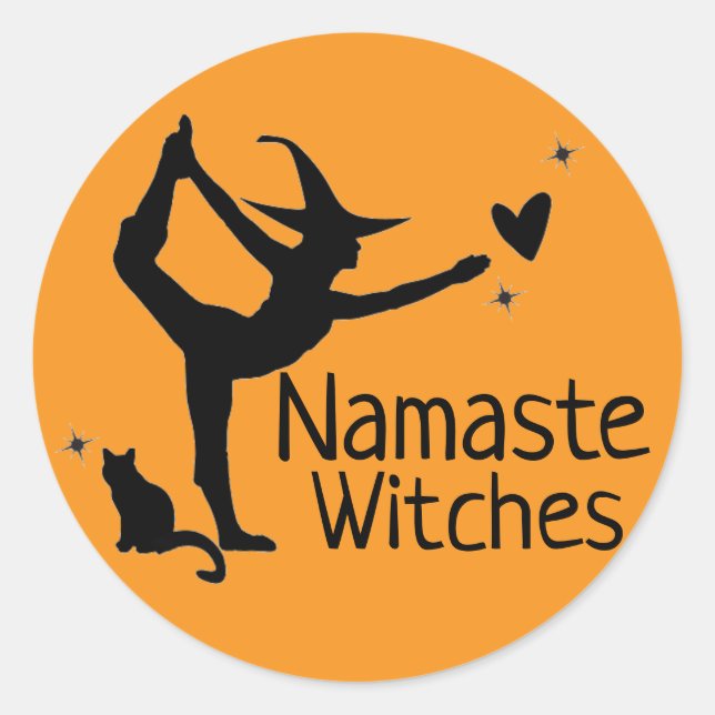 Halloween Hexaste Hexen Yoga Black Orange Runder Aufkleber (Vorderseite)