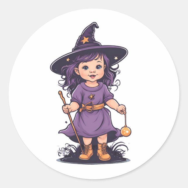 Halloween, Hexe, 16 Baby, Liebling Hexe, für Kinde Runder Aufkleber (Vorderseite)