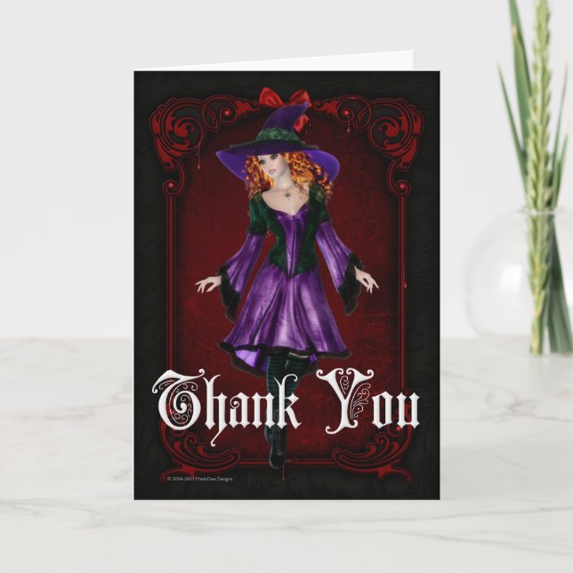 Halloween Hexe 6 Danke, Grußkarte Dankeskarte (Vorderseite)