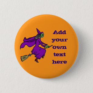 Halloween-Hexe addieren Ihren eigenen Text Button