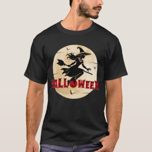Halloween-Hexe auf Besen T-Shirt
