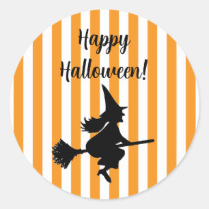 Halloween Hexe auf Broom Flying Runder Aufkleber