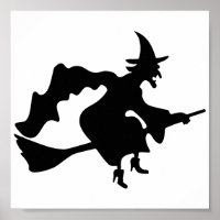 Halloween Hexe auf Broomstick