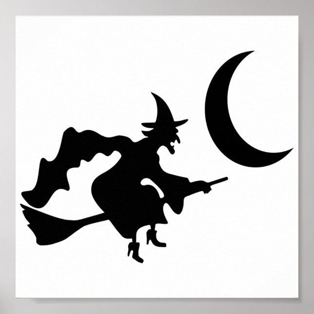 Halloween Hexe auf Broomstick Poster (Vorne)