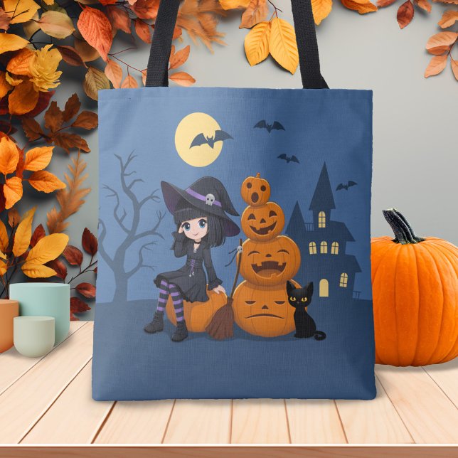 Halloween Hexe, Black Cat und Kürbiskins Tasche (Von Creator hochgeladen)