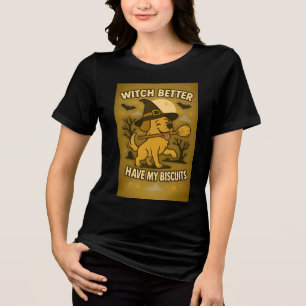 Halloween-Hexe: Bring meine Kekse, lustiger Hund Tri-Blend Shirt