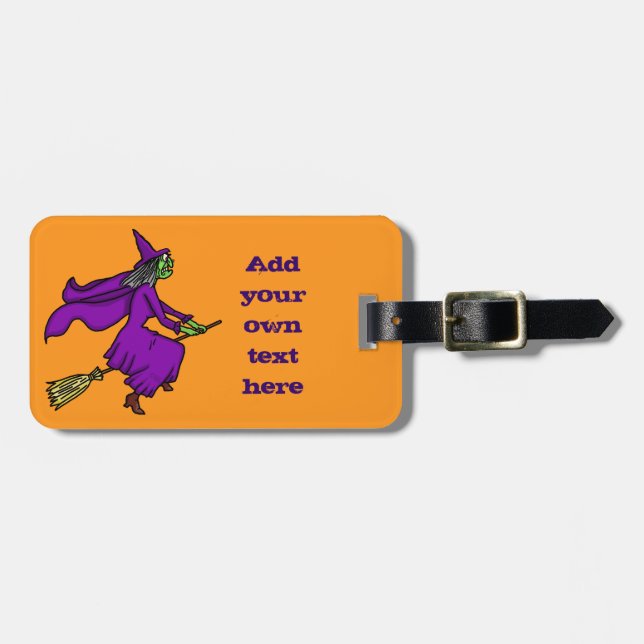 Halloween-Hexe-Cartoon Gepäckanhänger (Vorderseite horizontal)