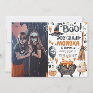 Halloween Hexe Cauldron Foto Geburtstag Einladung