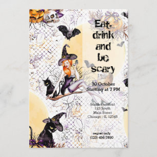 Halloween Hexe Einladung