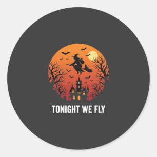 Halloween-Hexe Fliegende Nacht Grafikdesign_1 Runder Aufkleber