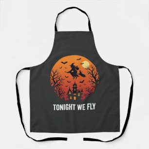 Halloween Hexe Fliegende Nacht Grafikdesign_1 Schürze