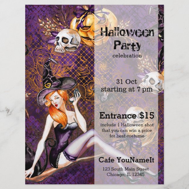 Halloween Hexe Flyer (Vorne)