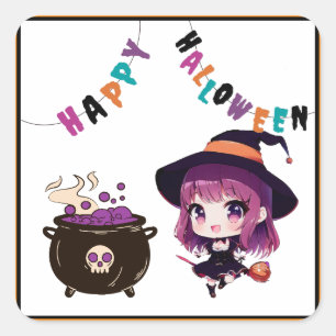 Halloween/Hexe/Herbst/Oktober Quadratischer Aufkleber