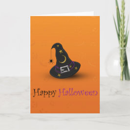 Halloween-Hexe-Hut mit Spinne Karte