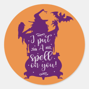 Halloween Hexe ich habe dir einen Zauber auferlegt Runder Aufkleber